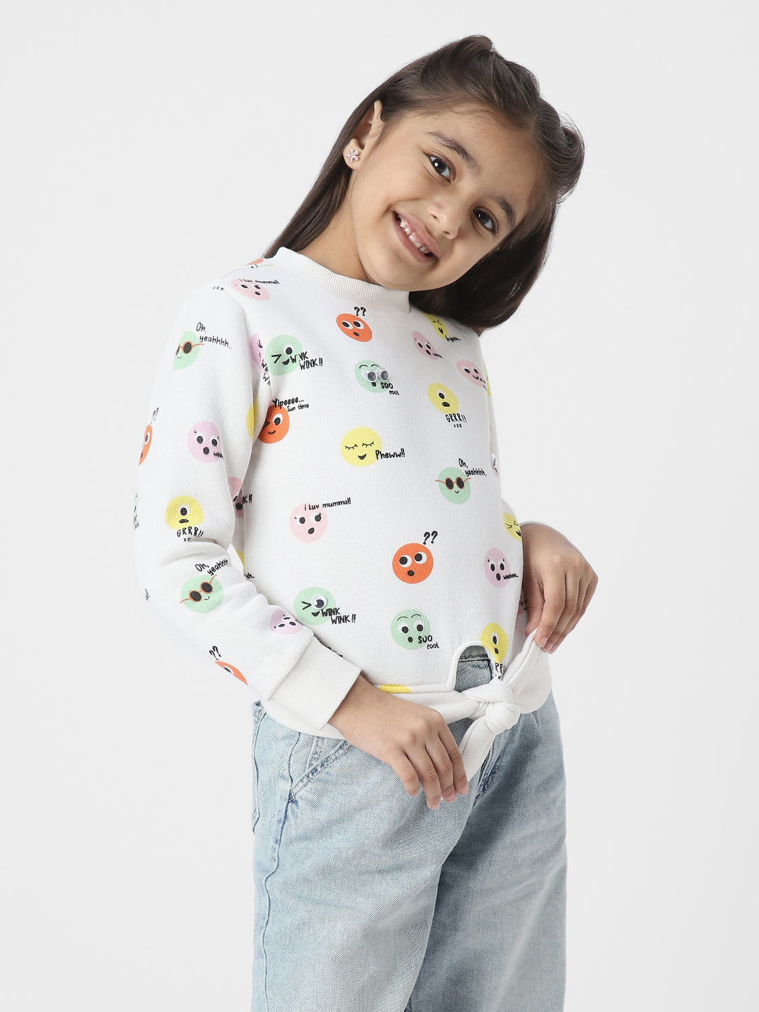 Girls Conversational Playful Printed Sweatshirt