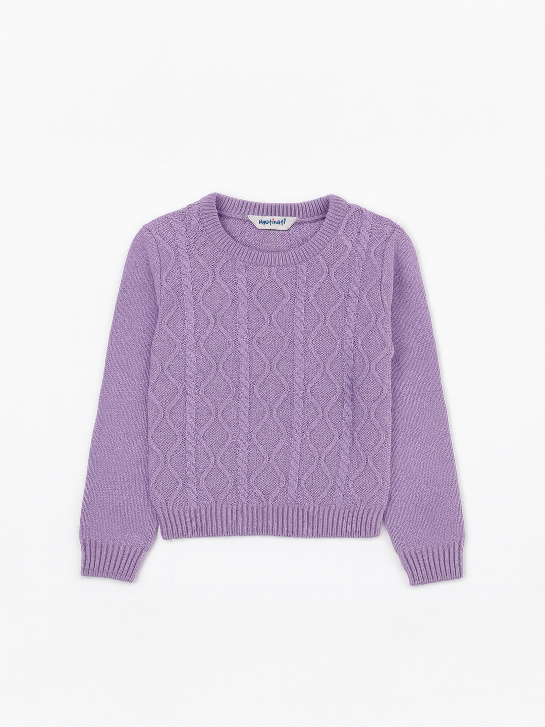 Nautinati Lavender Cable-Knit Sweater For Girls