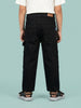 Nautinati Boys Pure Cotton Black Loose Fit Cargo Jeans