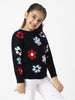 Girls Floral Jacquard Pullover Sweater