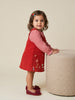 Nautinati Girls' Corduroy Floral & Stars Embroidery Dungaree with Cotton Chequered T-shirt