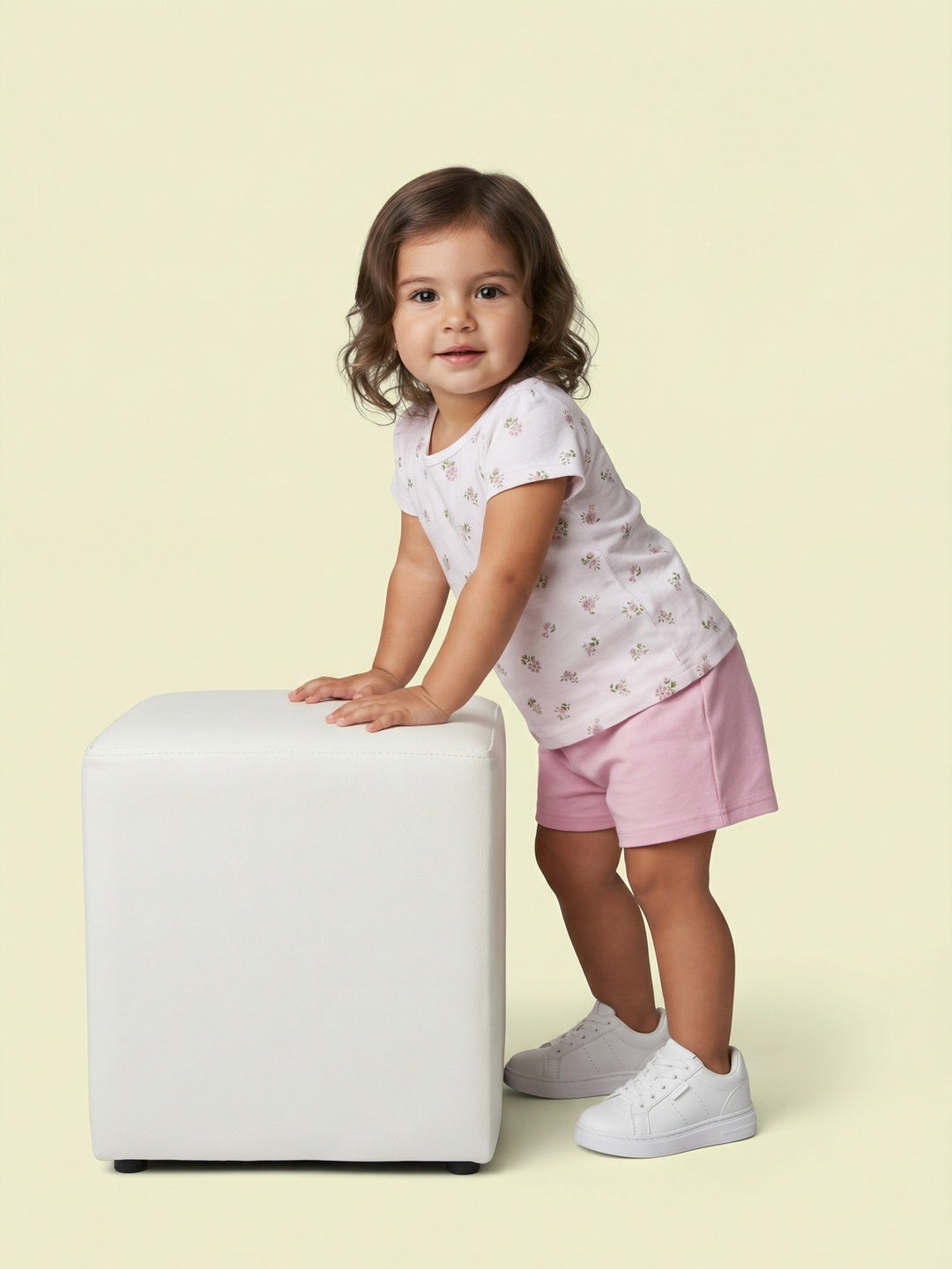 Nautinati Baby Girls Playful Printed Regular Fit Round Neck T-shirt and Shorts Clothing Set