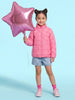Nautinati Pink Quilted Star Pattern Puffer Jacket for Girls