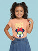 Nautinati Girls' 100% Cotton Crew Neck Disney Minnie Mouse Placement Print T-shirt