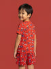 Nautinati Boys Spiderman Printed Regular Fit Round Neck T-shirt and Shorts Co-ord Set