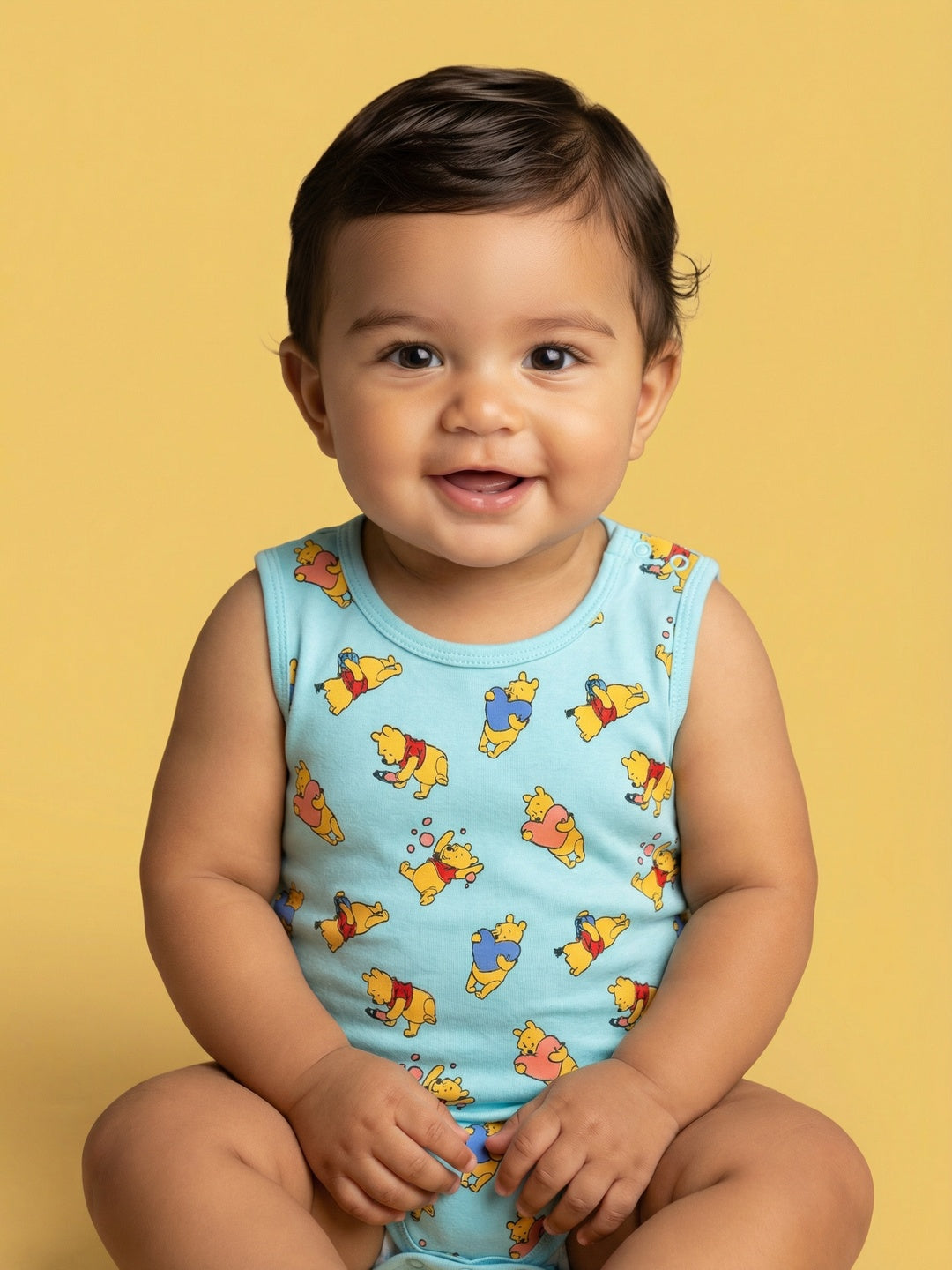 Nautinati Baby Boys' 100% Interlock Cotton Pack of 2 Disney Winnie the Pooh All-over & Placement Print Bodysuits