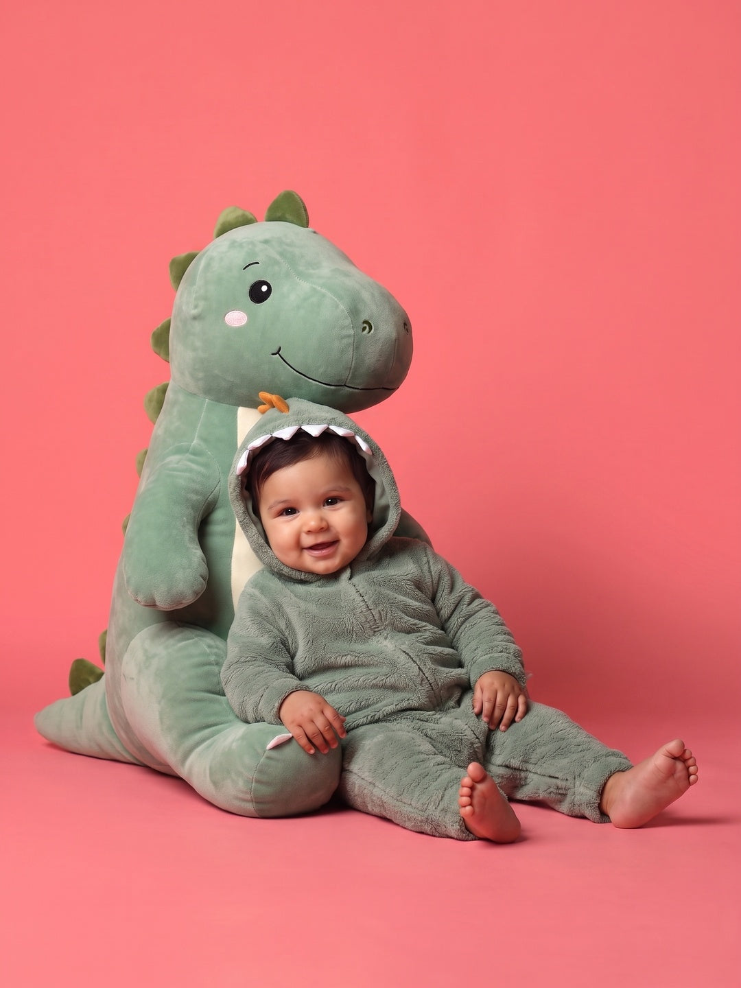 Nautinati Baby Boys Dino Fur Sleepsuit, Age 0-2 Years