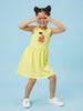 Nautinati Girls' 100% Cotton Pack of 2 Fit & Flare Dresses with Tropical-theme Teddy Graphic & Fruit All-over Print
