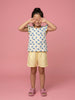 Nautinati Girls Lilo & Stich Printed Regular Fit Round Neck T-shirt and Shorts Clothing Set