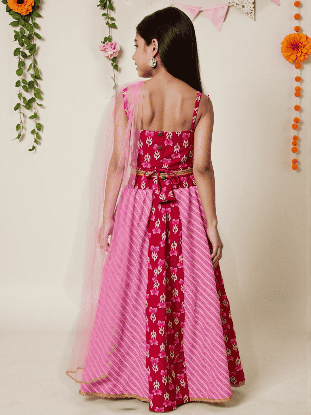 Nautinati Red Festive Ethnic Set For Girls – Cotton Comfort & Style