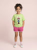 Nautinati Girls Minnie Mouse Printed Regular Fit Round Neck T-shirt and Shorts Co-ord Set