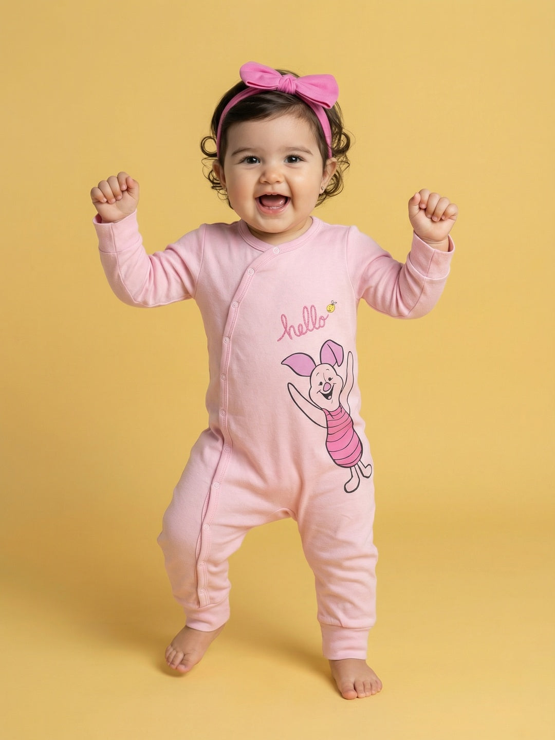 Nautinati Baby Girls' Unisex 100% Cotton Pack of 2 Disney Winnie the Pooh Print Sleepsuits