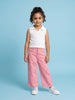 Nautinati Girls' 100% Cotton Wide-leg Cargo Jeans with Embroidered Butterfly Details
