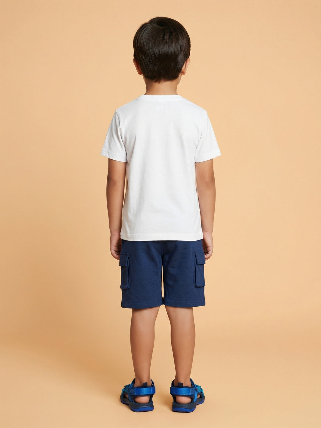 Nautinati Boys' Cotton Car Printed T-shirt and Cargo Shorts Co-ord Set