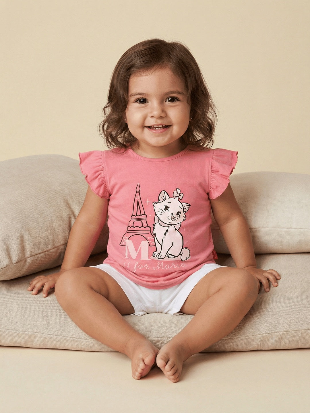 Nautinati Baby Girls' 100% Cotton Pack of 2 Disney Marie Cat Print Tops