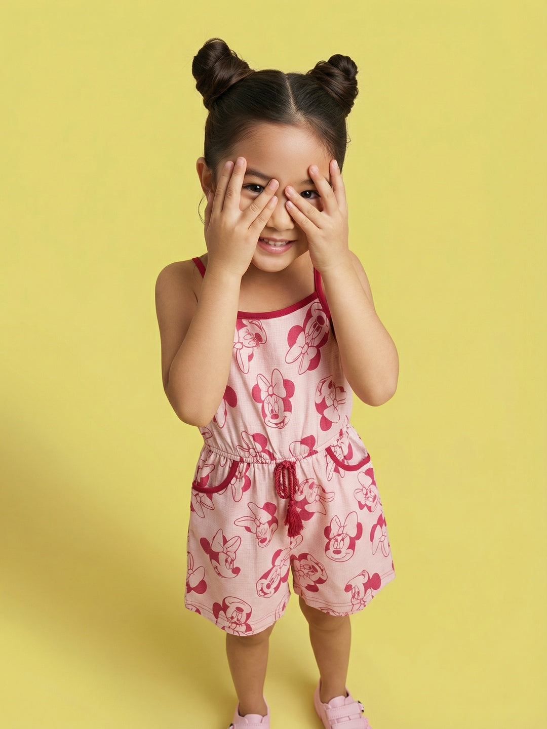 Nautinati Girls' Sleeveless Disney Minnie Mouse All-over Print Jumpsuit