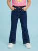 Nautinati  Girls' 100% Cotton Stretchable Bootcut  Dark Wash Essentials Jeans