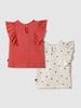 Nautinati Pack of 2 White & Red Printed Tops for Girls