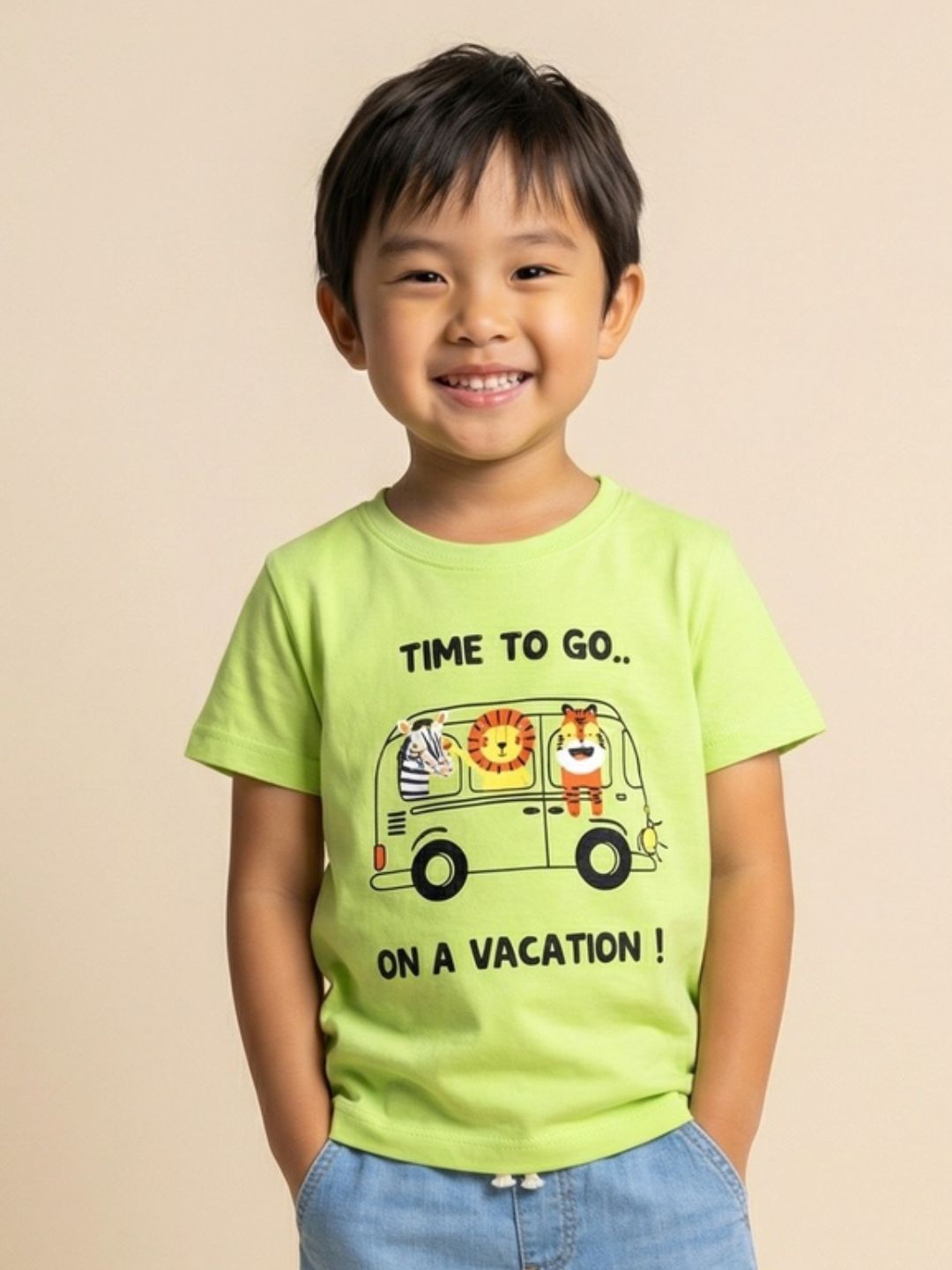 Nautinati Boys' Cotton All-over Animal Printed T-shirt Pack of 3