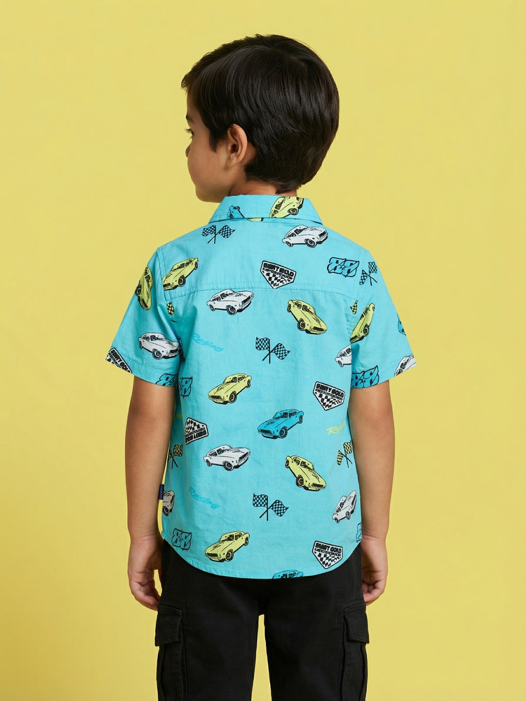 Nautinati Boys' 100% Cotton Racing Graphic Casual Shirt