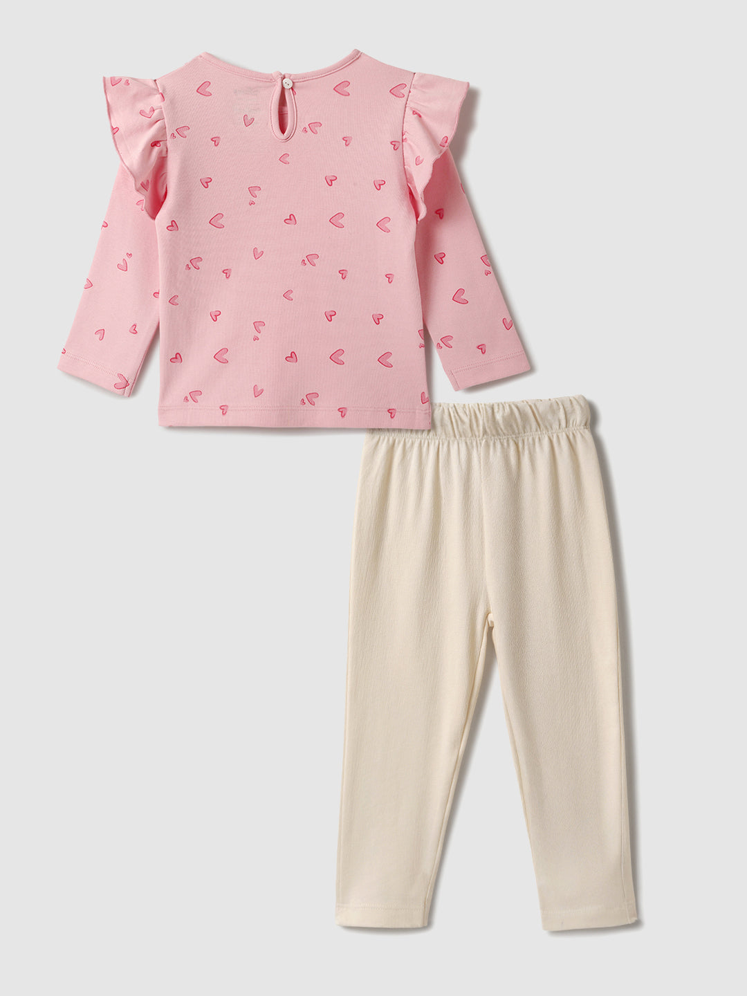 Nautinati Infant Girls’ Cotton Minnie Mouse and Heart Print Top and Solid Pants