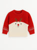 Nautinati Reindeer Motif Red And Cream Flat-Knit Sweater For Boys