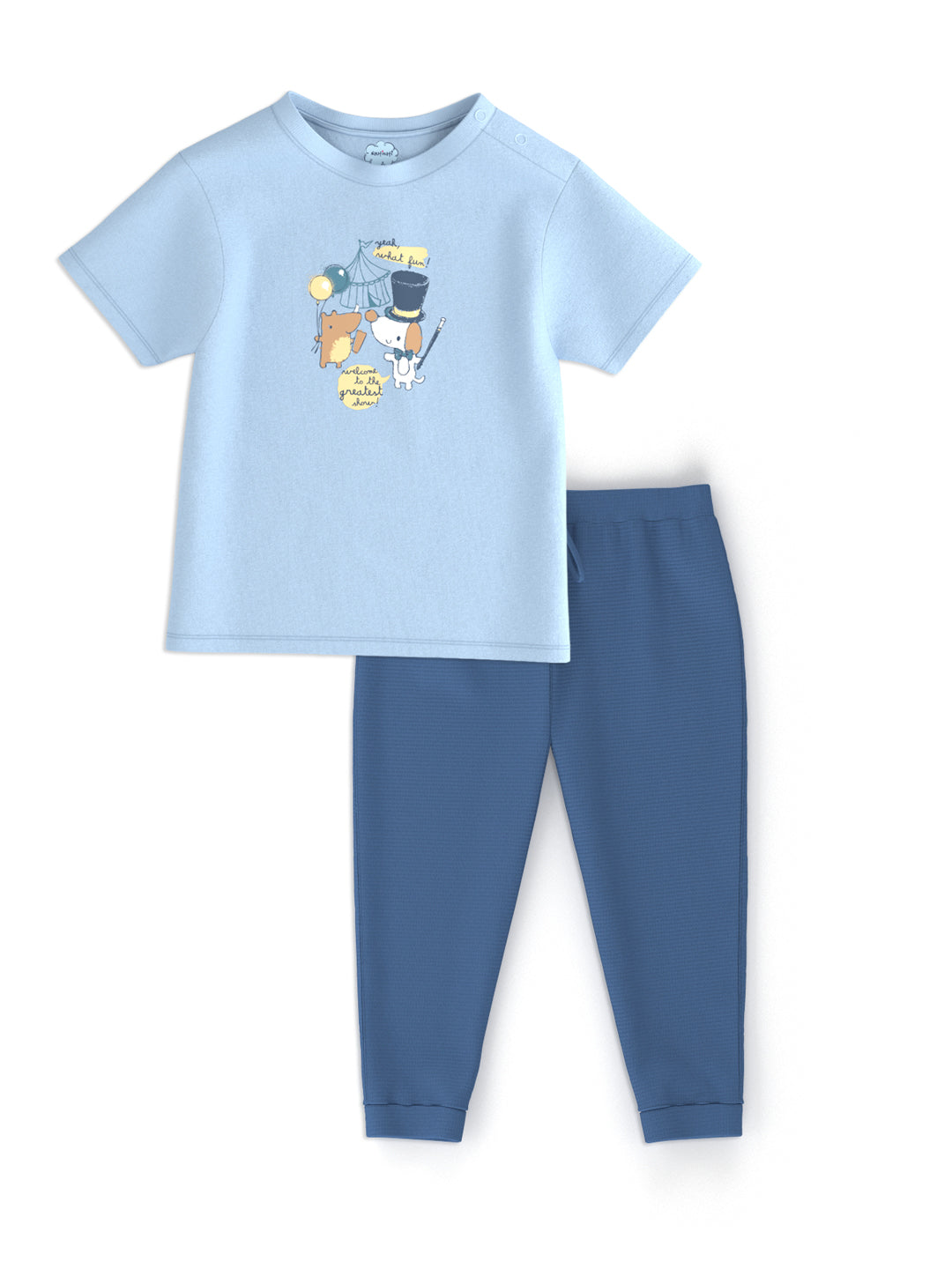 Nautinati Blue Graphic Print T-shirt and Pants Set for Infant Boys