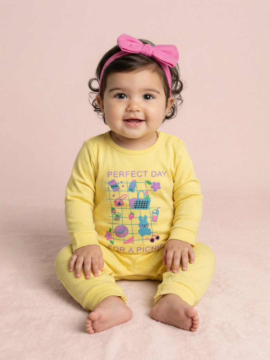 Nautinati Baby Girls' 100% Cotton Pack of 2 Printed Sleepsuits