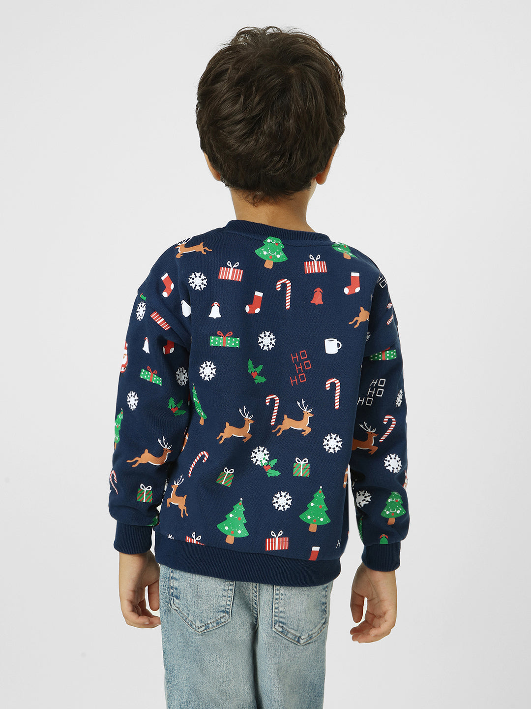 Boys Holiday-Themed Navy Pullover Sweatshirt