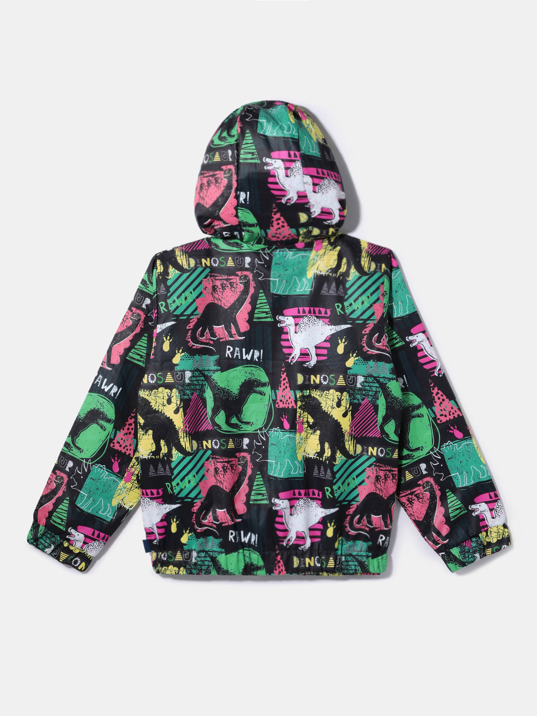 Nautinati Boys' Dino Printed Windbreaker Jacket | Hooded Design | Age 2 - 10 Years