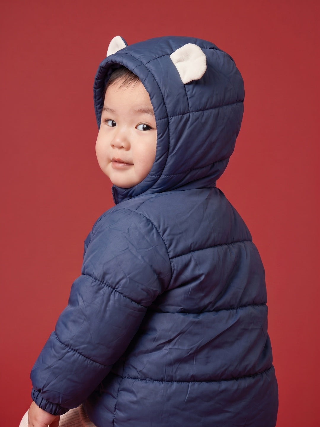 Nautinati Baby Boys Hooded Puffer Jacket with Bear Ear Appliques and Front Zip Closure