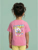 Nautinati Girls Lucky Cat Print Oversized Crew Neck Pink Cotton T-shirt and Biker Shorts Clothing Set