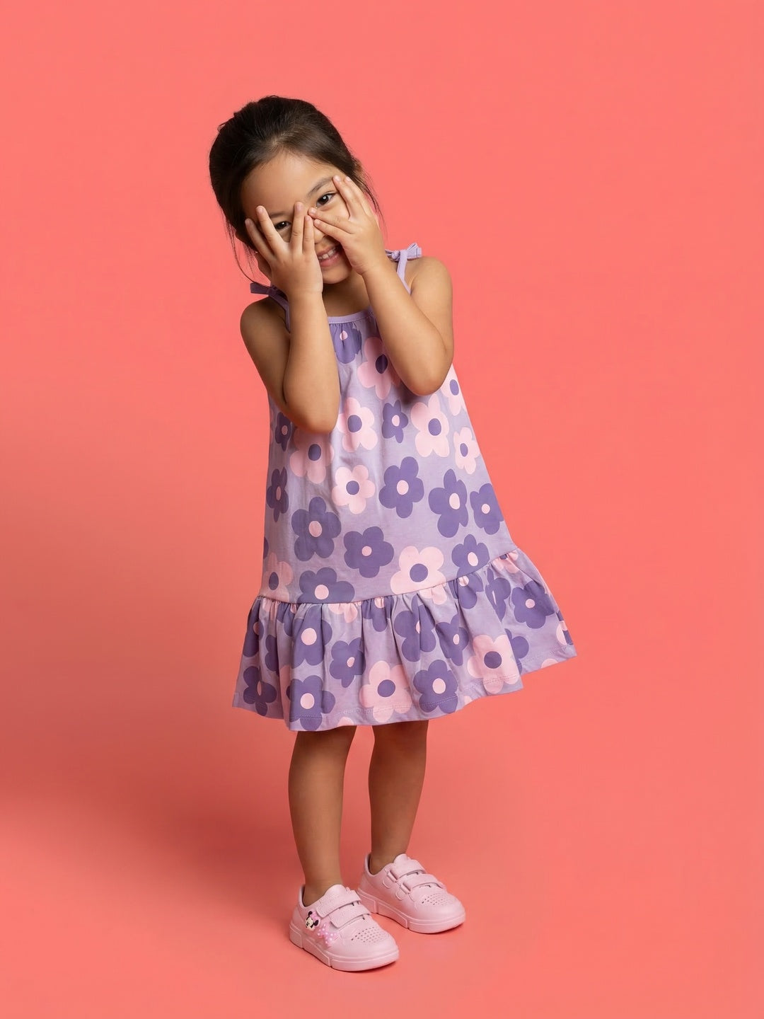 Nautinati Girls' 100% Cotton All-over Floral Print A-line Dress