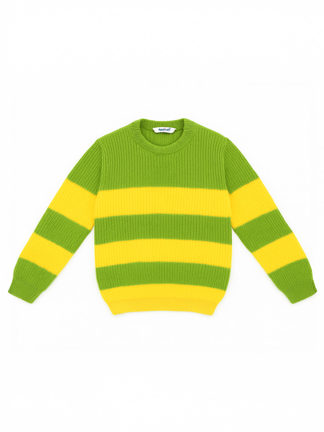 Nautinati Green and Yellow Striped Boys' Sweater for Boys