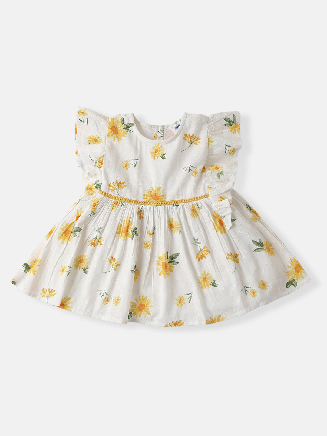 Nautinati Girls Cotton Floral Print Frock With Bucket Hat