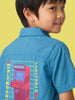 Nautinati Boys Blue Gaming Printed Regular Fit 100% Cotton Shirt and Brown Shorts Clothing Set