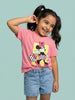 Nautinati Girls' 100% Cotton Crew Neck Disney Minnie Mouse Placement Print T-shirt