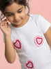 Nautinati Girls 100% Cotton Hearts Applique Oversized T-Shirt With Gingham Shorts