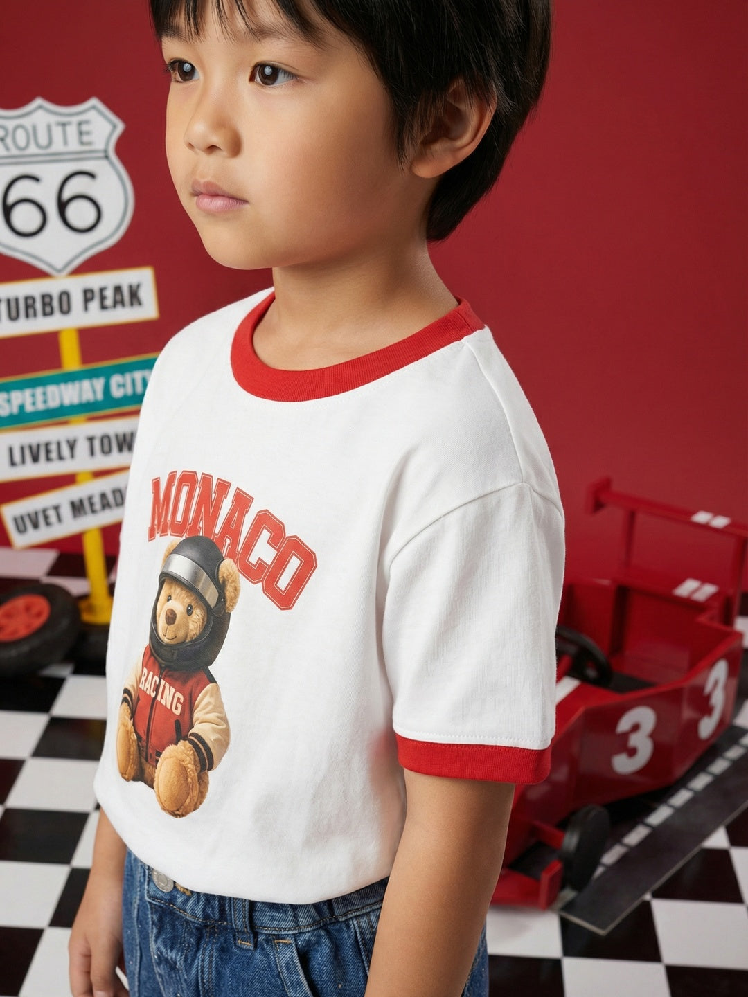 Nautinati Boys' 100% Cotton Teddy Graphic Oversized Crew Neck T-shirt