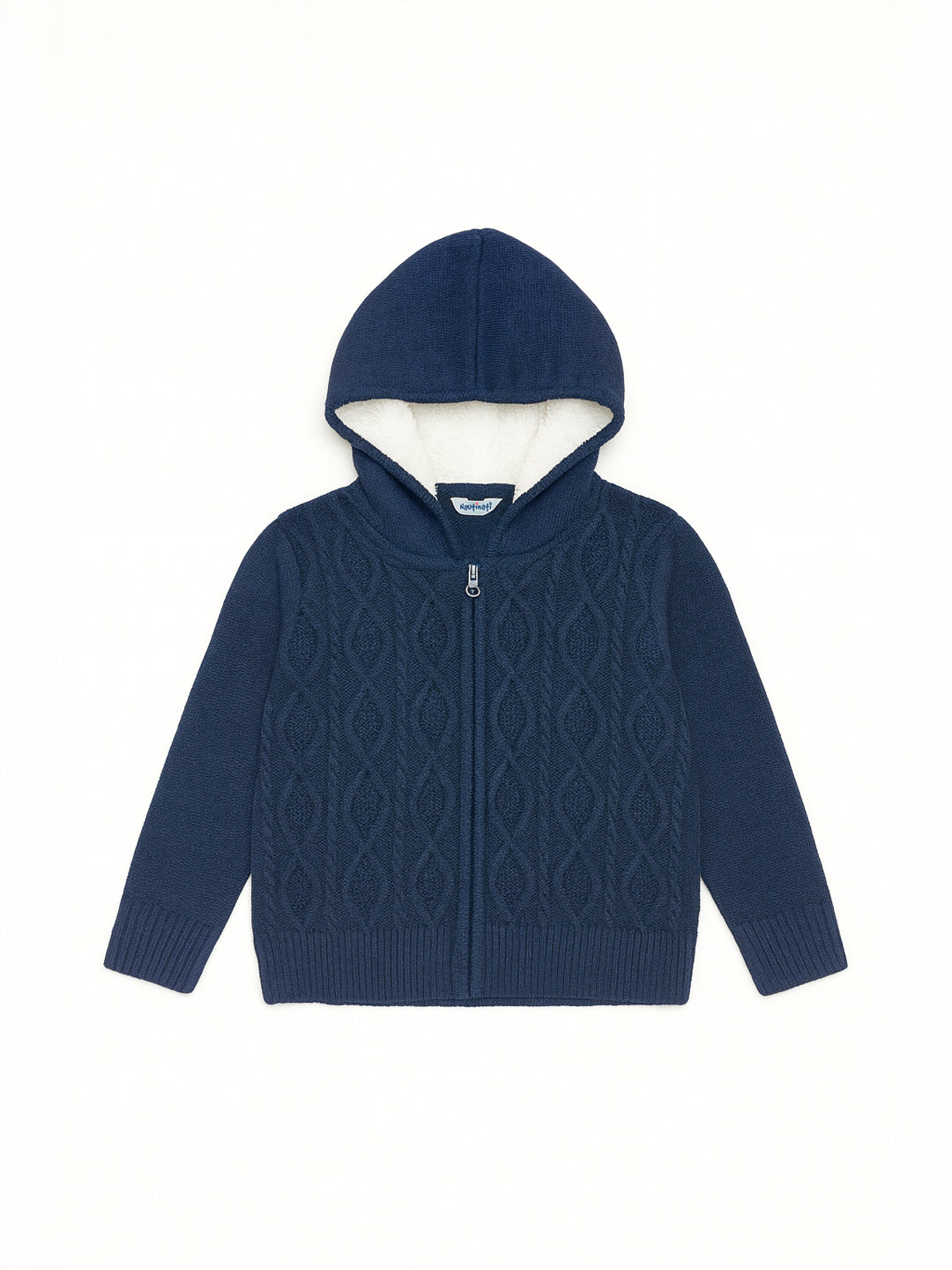 Nautinati Blue Cable-knit Hooded Sweater for Boys