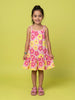 Nautinati  Girls All-over Floral Printed Relaxed Fit Tie-up Style Sleeveless Dress