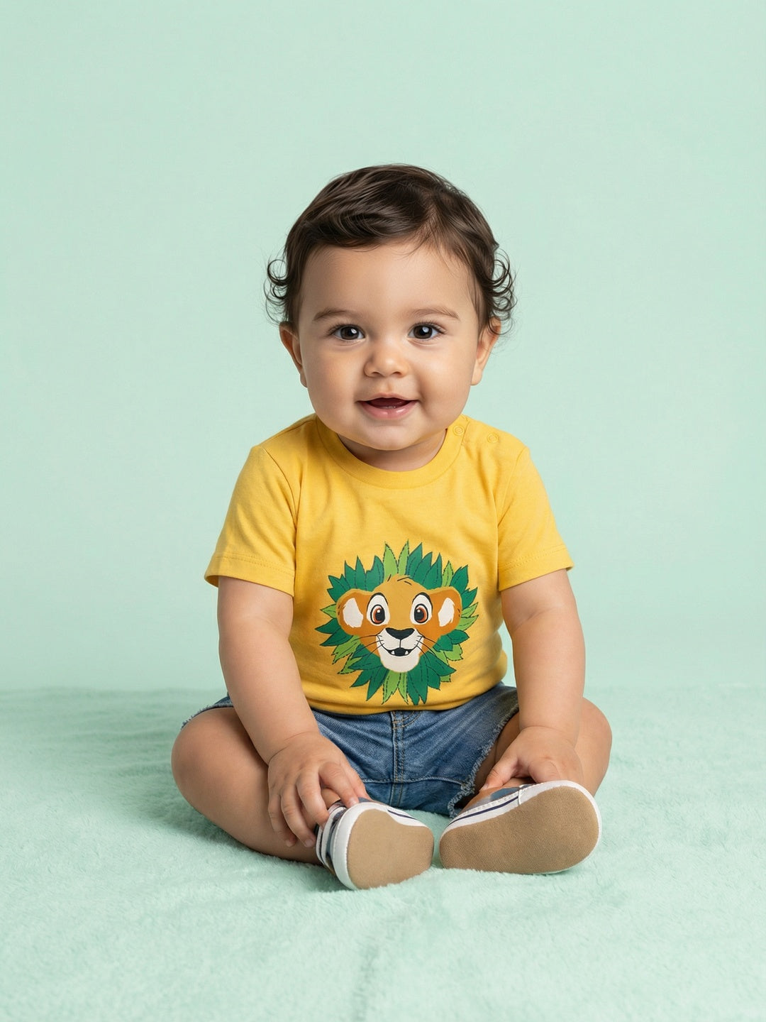 Nautinati Boys' 100% Cotton Pack of 2 Disney Lion King Simba Printed Crew Neck T-shirts