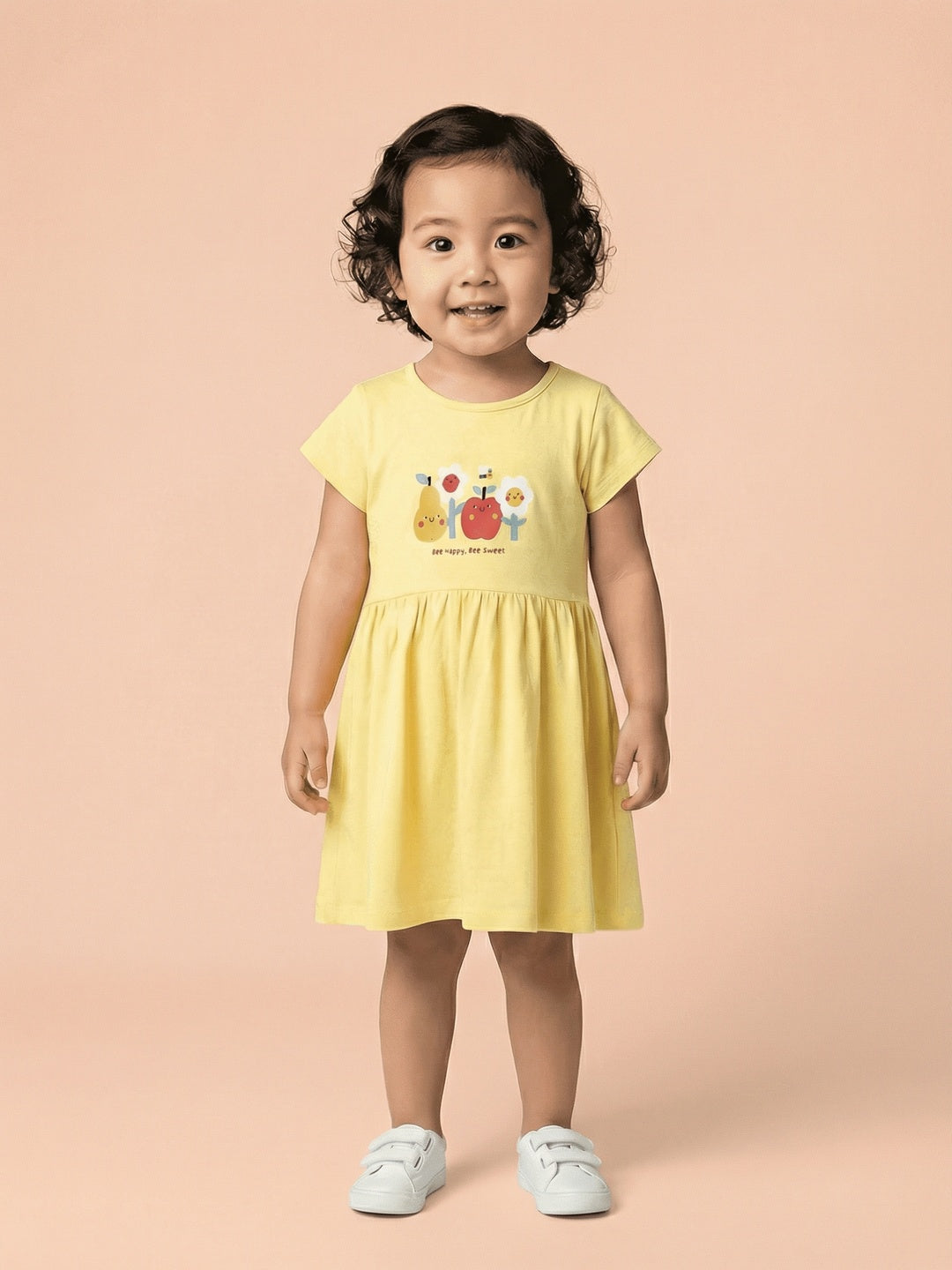 Nautinati Baby Girls' 100% Cotton Pack of 2 Tropical-theme Floral, Fruit Graphic Print Dresses