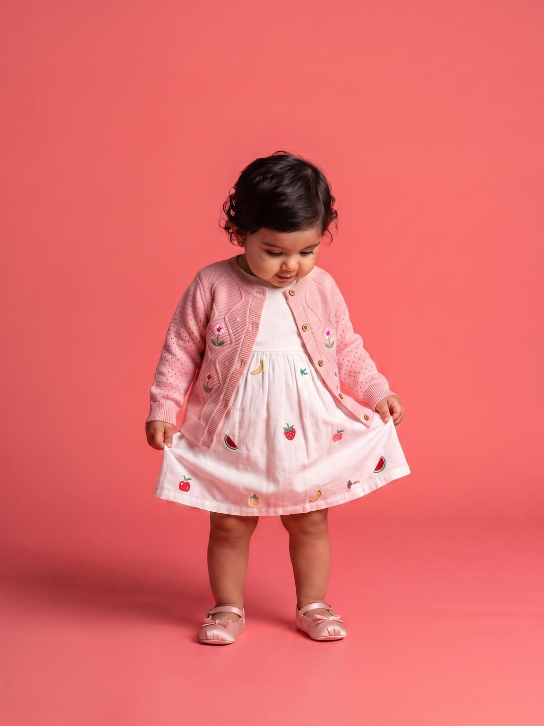 Nautinati Baby Girls Floral Knit Sweater, Age 3 Months -2 Years