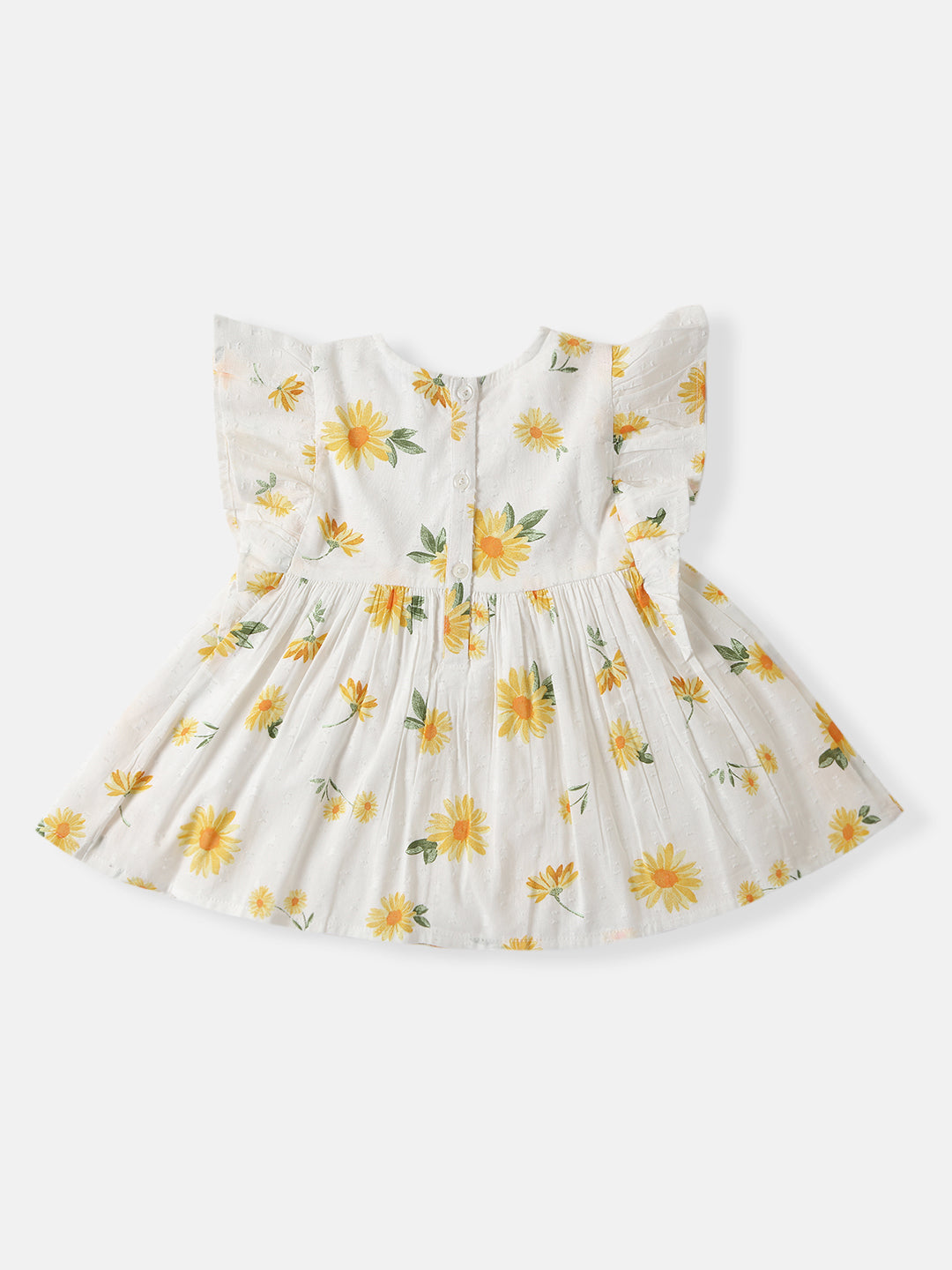 Nautinati Girls Cotton Floral Print Frock With Bucket Hat