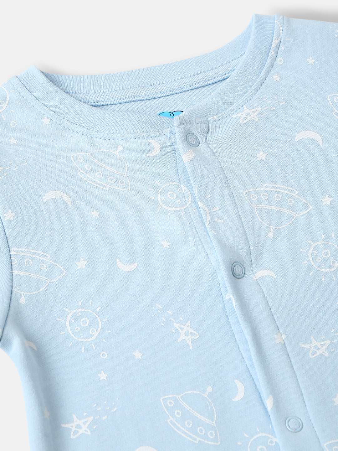Nautinati Baby Girls' CottonAll-over Galaxy Printed Jumpsuit with Snap Buttons