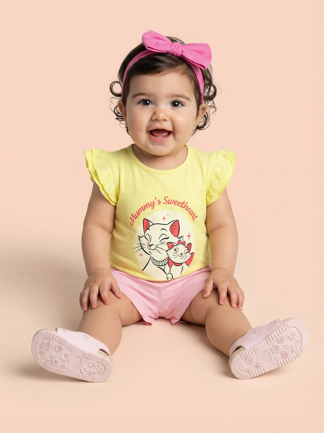 Nautinati Baby Girls' 100% Cotton Pack of 2 Disney Marie Cat Print Tops