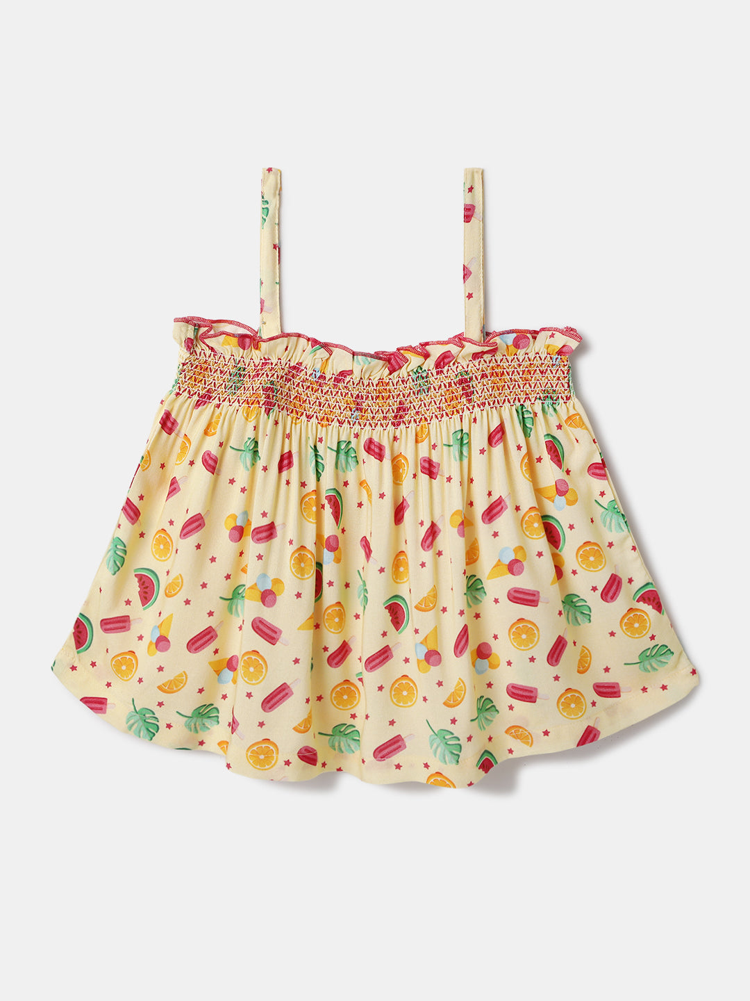 Nautinati Yellow Printed Top and Shorts Set for Girls