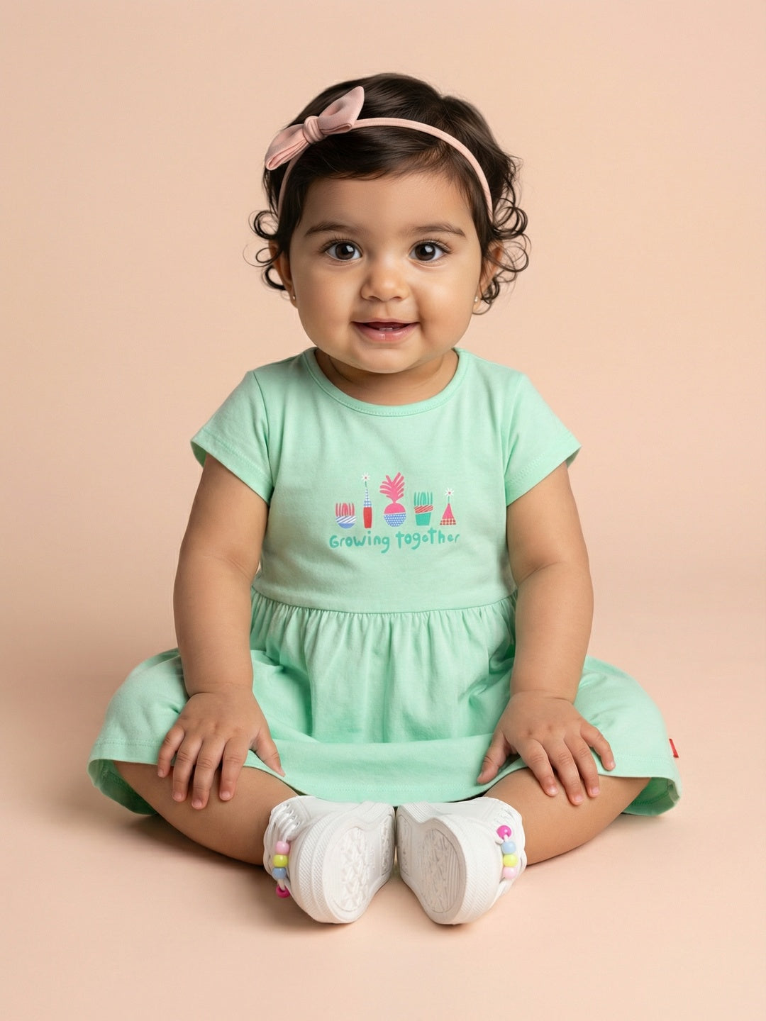 Nautinati Baby Girls' 100% Cotton Pack of 2 Tropical-theme Floral, Fruit Graphic Print Dresses