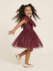 Nautinati Girls' Fit & Flare Holographic Foil Printed Mesh Party Dress